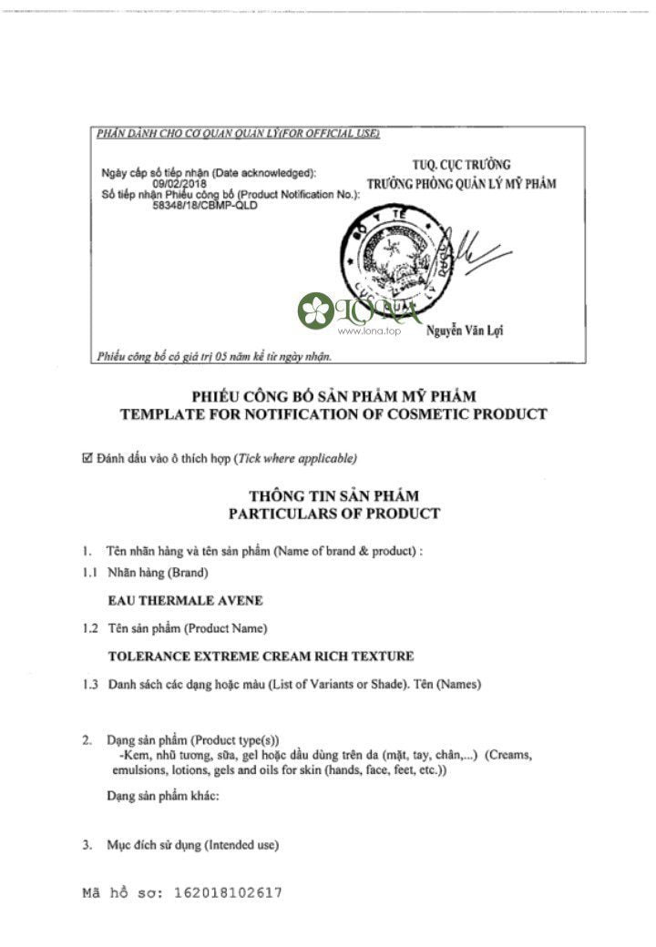 Kem Tolerance Extreme dưỡng ẩm cho da nhạy cảm chính hãng