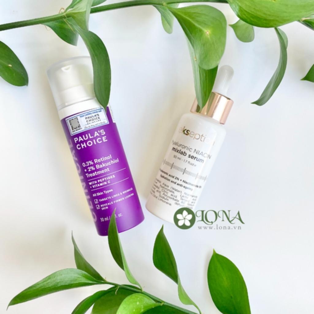serum Niacin Ekseption và 0.3% Retinol + 2% Bakuchiol Paulas Choice