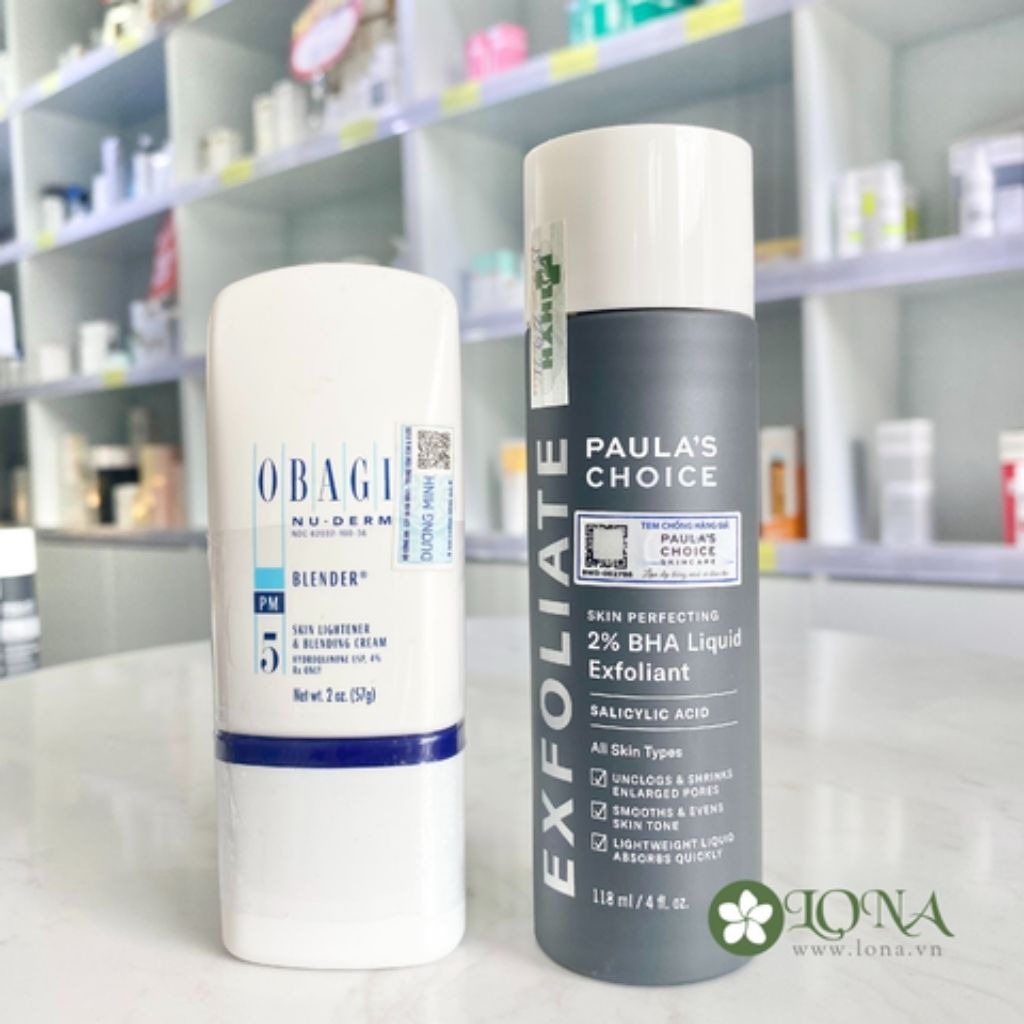 Hydroquinone Obagi cùng BHA 2% Liquid Exfoliant Paula’s Choice 