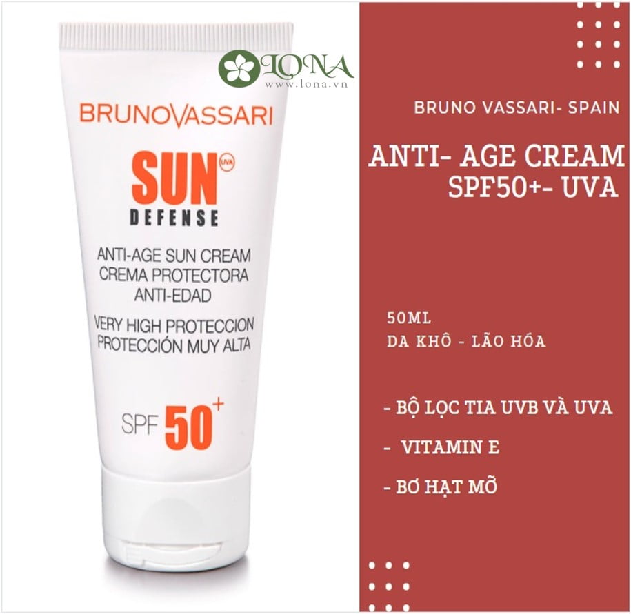Kem chống nắng Bruno Vassari Anti Age Sun Cream Spf50 