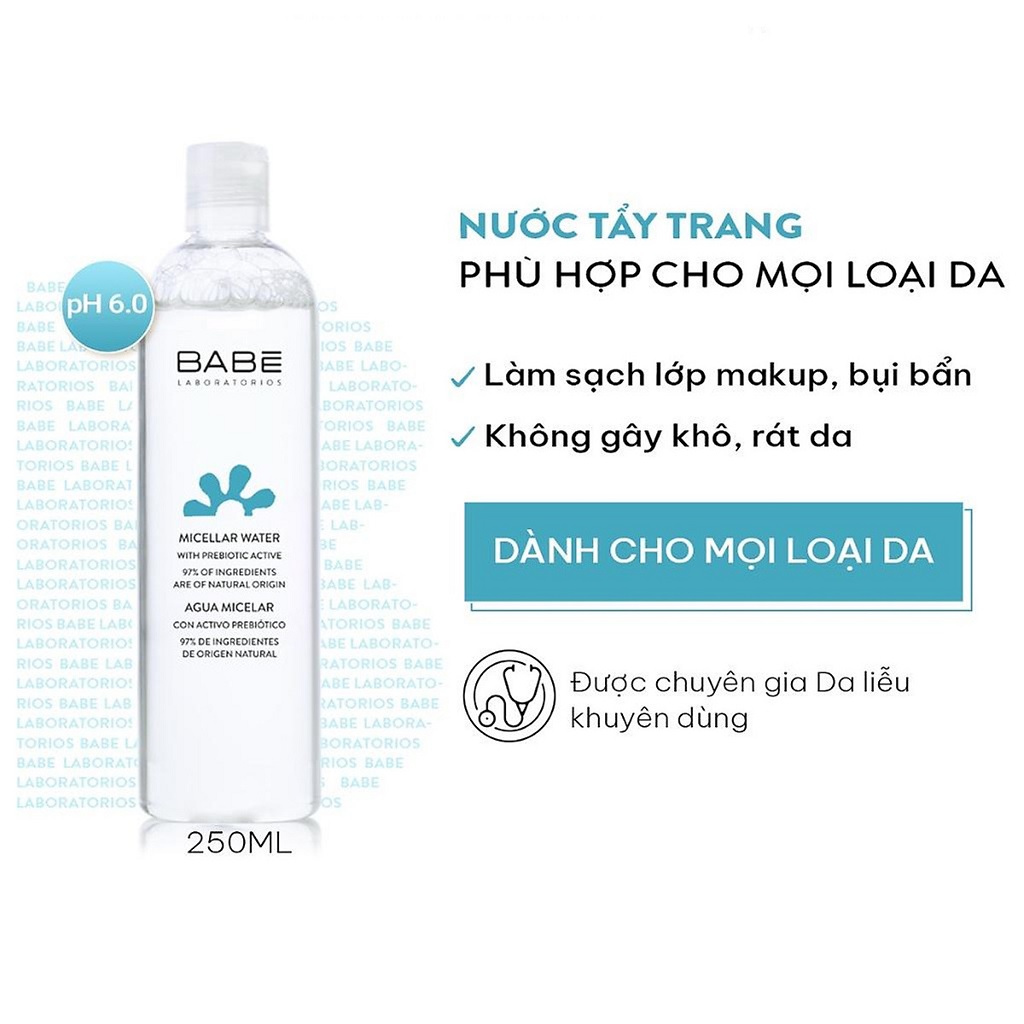 Nước tẩy trang diu nhẹ Micellar Water Babe