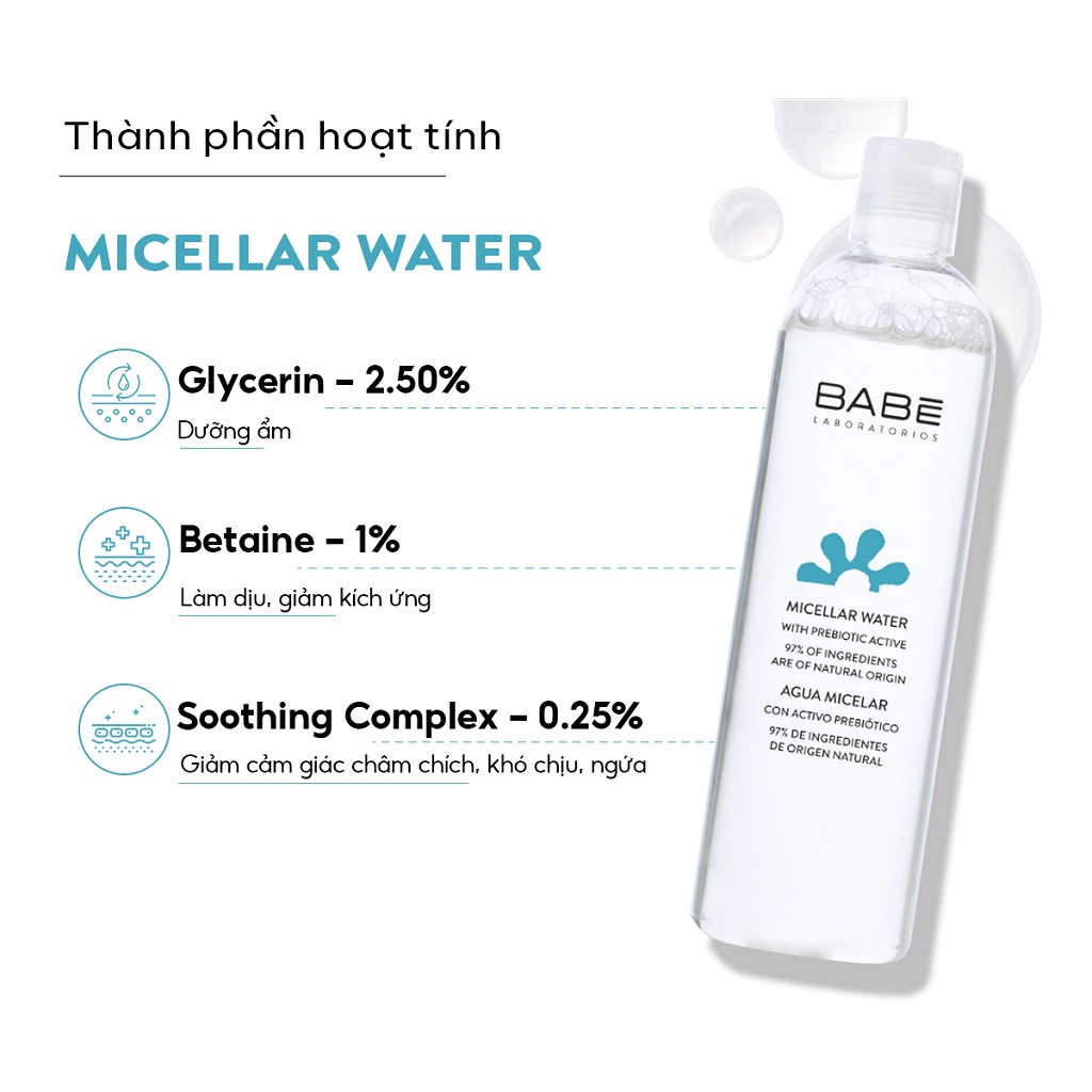Nước tẩy trang diu nhẹ Micellar Water Babe