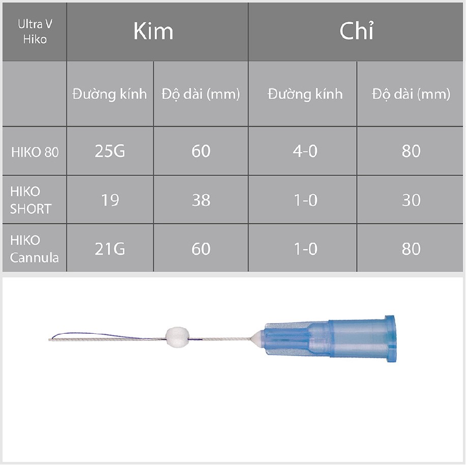 Ultra V Hiko Short CANNULA 30 30mm dạng sợi 