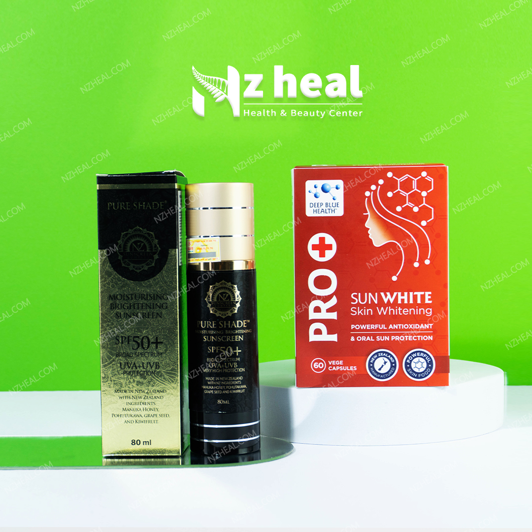 Bộ đôi chống nắng Pure Shade SPF50+ Sunscreen và Viên chống nắng trắng da Pro+ Sun White