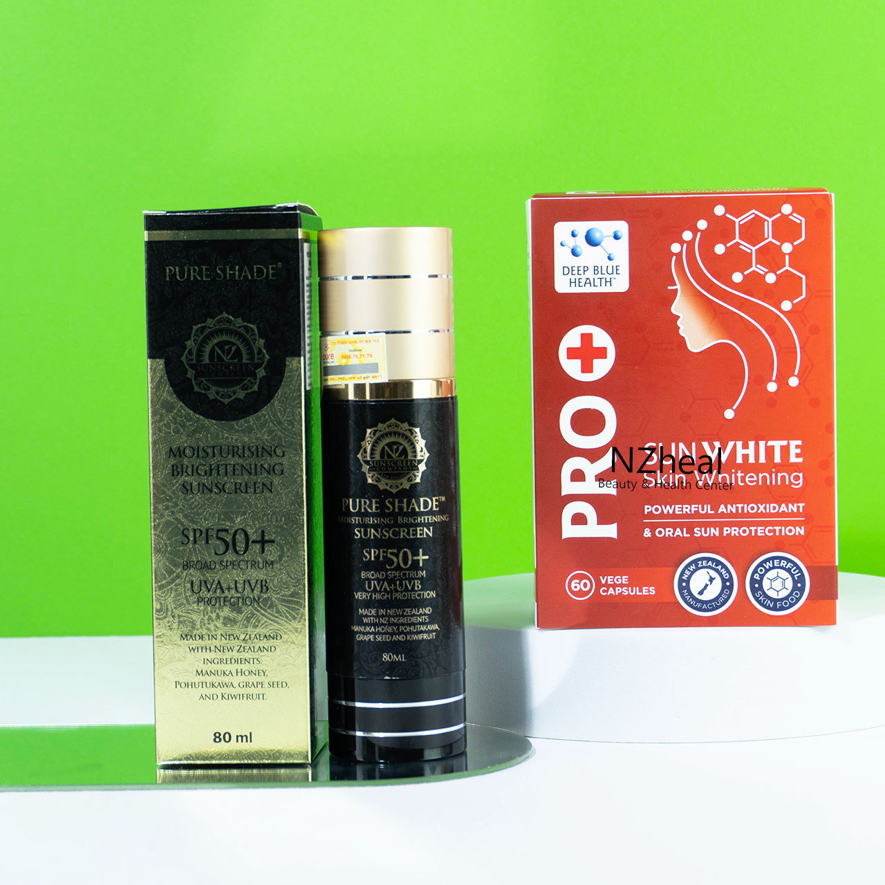 Bộ đôi chống nắng Pure Shade SPF50+ Sunscreen và Viên chống nắng trắng da Pro+ Sun White