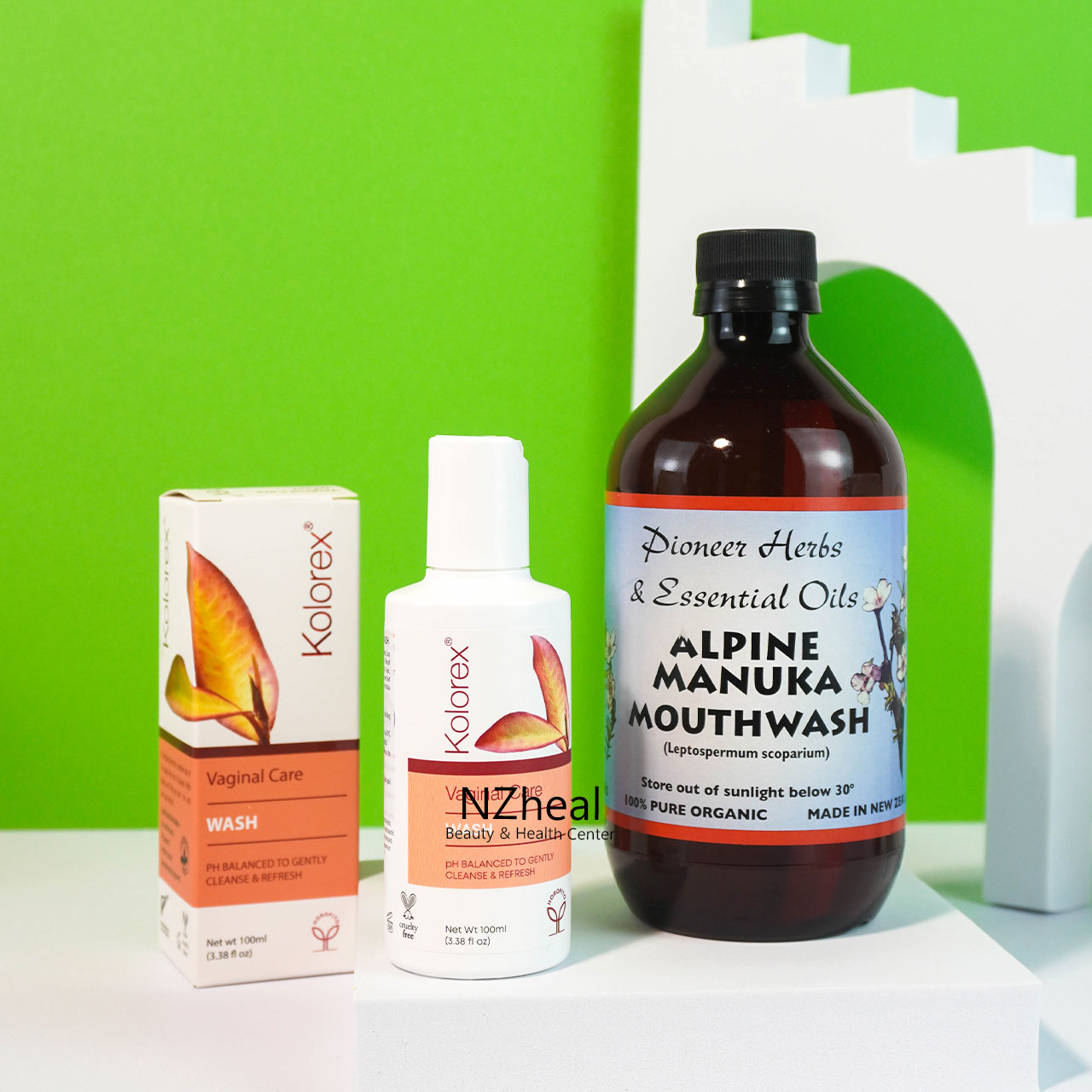 Bộ đôi Gel vệ sinh Kolorex Vaginal Care Wash & Nước súc miệng Nelson Honey Alpine Manuka Mouthwash