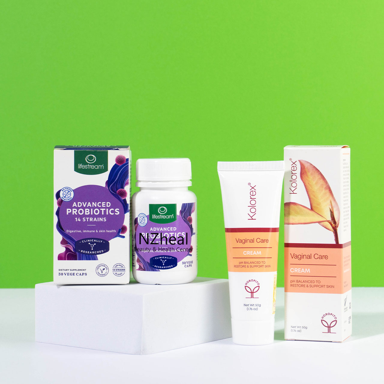 Bộ đôi kiểm soát nấm Candida: Kem thoa Kolorex Vaginal Care Cream và Men vi sinh Lifestream Probiotic