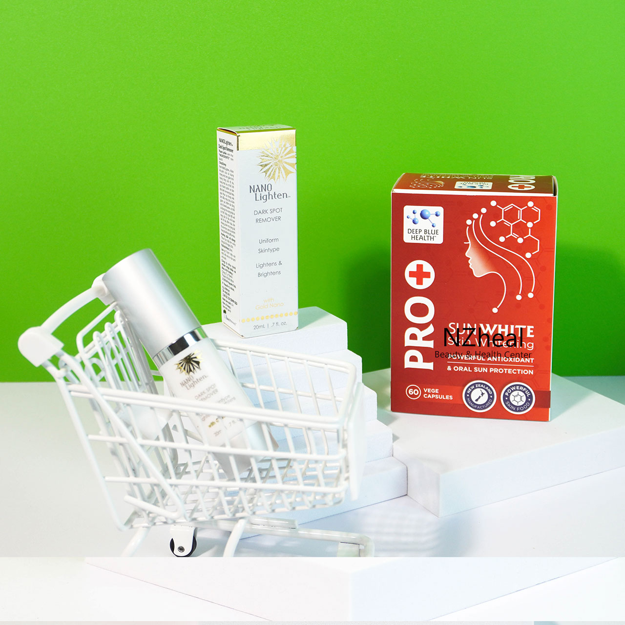 Bộ đôi mờ nám, trắng da, chống nắng: Serum giảm nám Nano Lighten và Viên uống chống nắng, trắng da Pro+ SunWhite