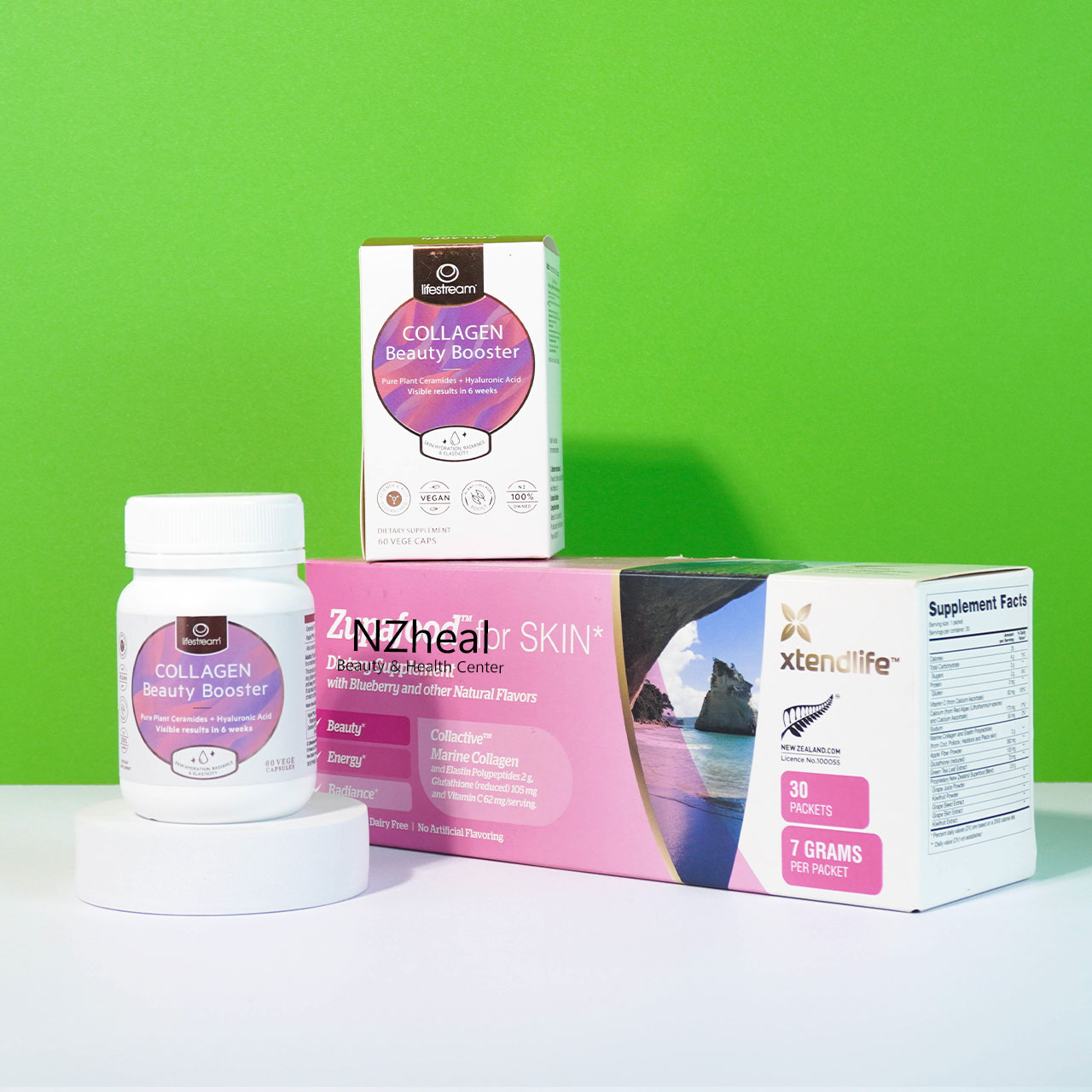 Bộ đôi tăng collagen, đẹp da: Bột siêu thực phẩm Zupafood for SKIN và Viên uống collagen Lifestream Collagen Booster