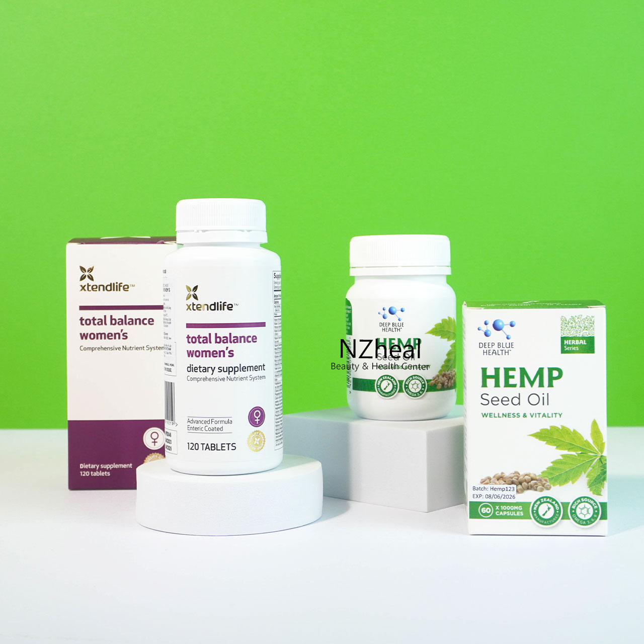 Bộ đôi tăng nội tiết tố: Viên uống Vitamin tổng hợp Total Balance Women’s và Viên tinh dầu hạt gai dầu Hemp Seed Oil