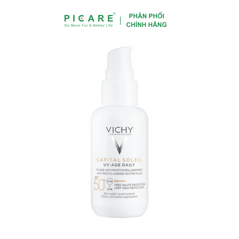 Gel chống nắng giúp giảm nếp nhắn do tia UV Vichy Capital Soleil UV-Age Daily Anti Photo-Ageing Water Fluid SPF50+ 40ml