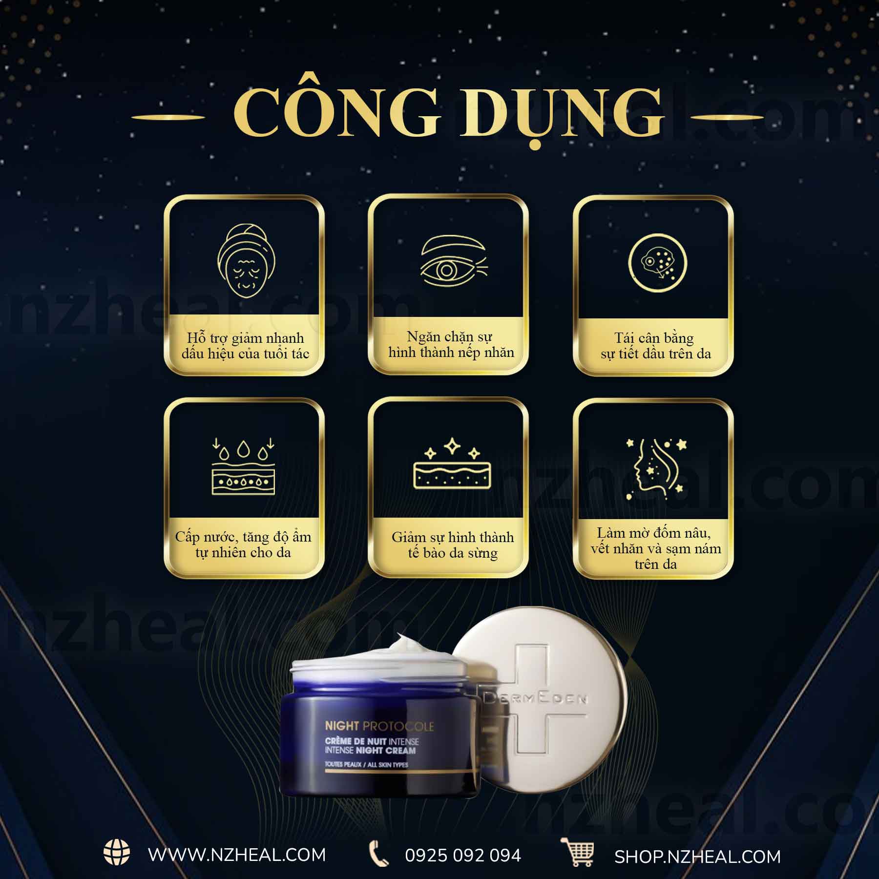 Kem chống lão hoá, sáng da DermEden Night Protocole Intense Night Cream (50ml)