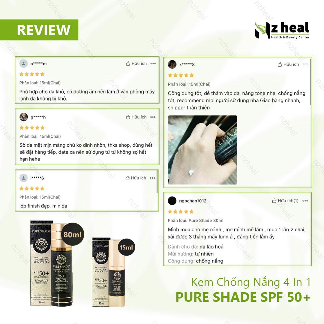 Kem chống nắng 4 in 1 Pure Shade SPF 50+ Moisturising & Sunscreen 15ml