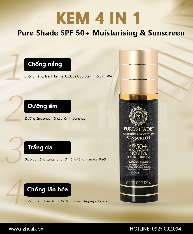 Kem chống nắng 4 in 1 Pure Shade SPF 50+ Moisturising & Sunscreen 6