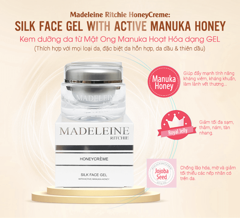 Kem Dưỡng Da Mật Ong Manuka Madeleine Ritchie Silk Face Gel