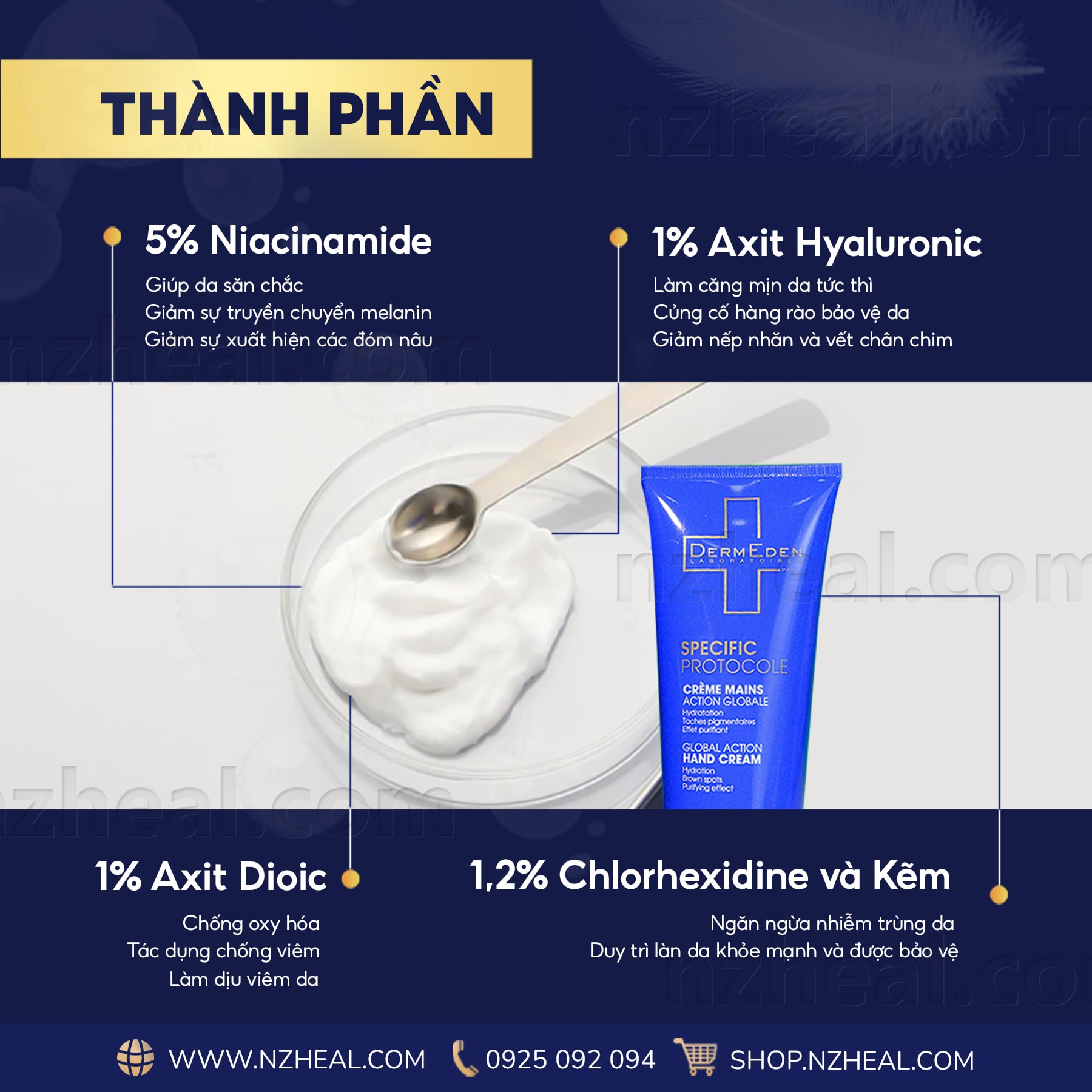 Kem dưỡng da tay DermEden Global Action Hand Cream: dưỡng ẩm, sáng da, trẻ hóa (50ml) 9