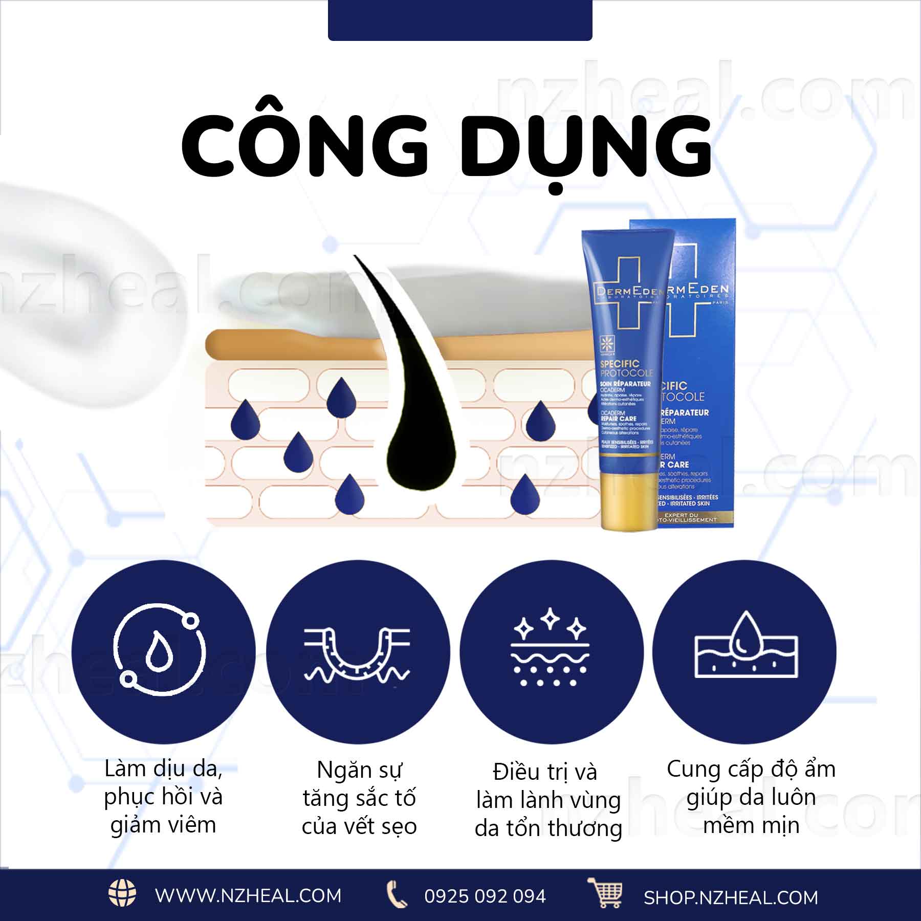 Kem dưỡng phục hồi da DermEden Specific Protocole Cicaderm Repair Care (30ml) 1