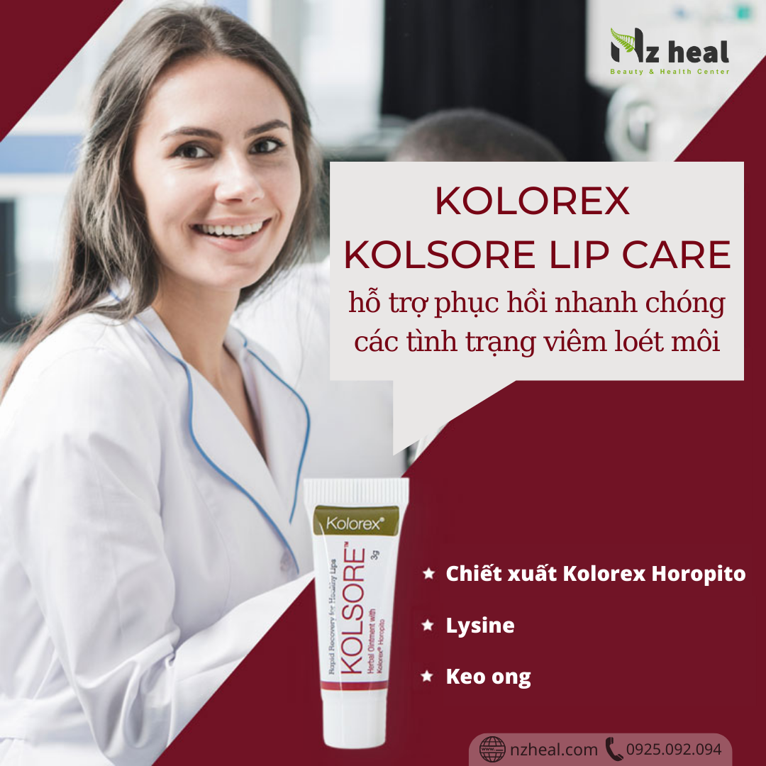 KEM TRỊ CHÀM MÔI, HERPES MÔI KOLOREX KOLSORE LIP CARE OINTMENT