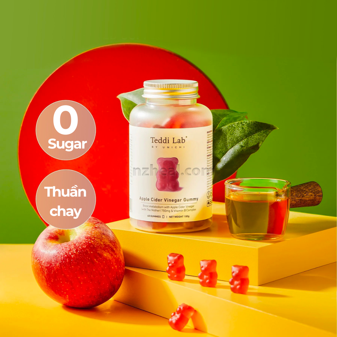 Kẹo dẻo giấm táo giảm cân Unichi Apple Cider Vinegar Gummy (60 viên)