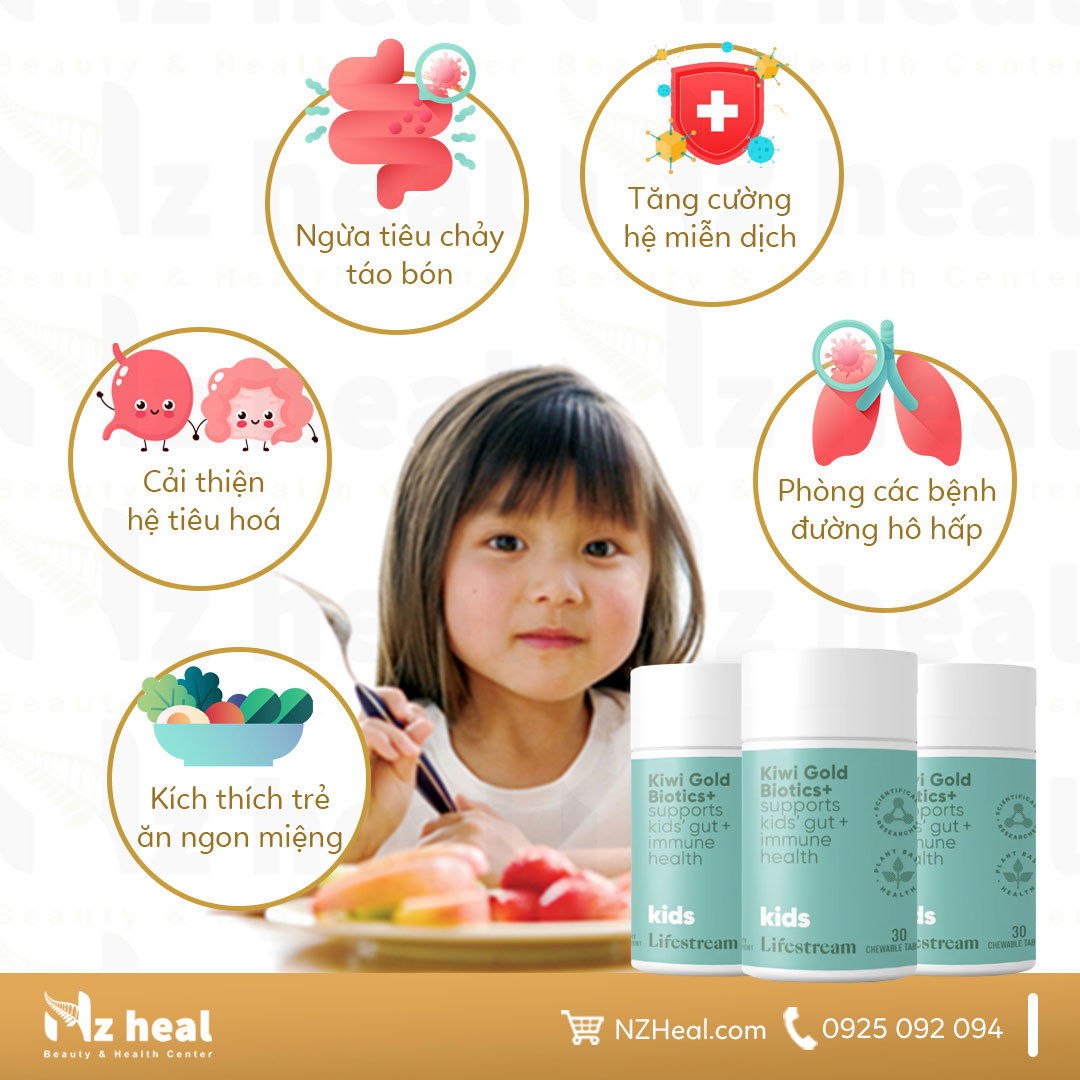 Kẹo Ngậm Kiwi Hỗ Trợ Tiêu Hóa Lifestream Kiwi Bio-Boost Kids 30v 2