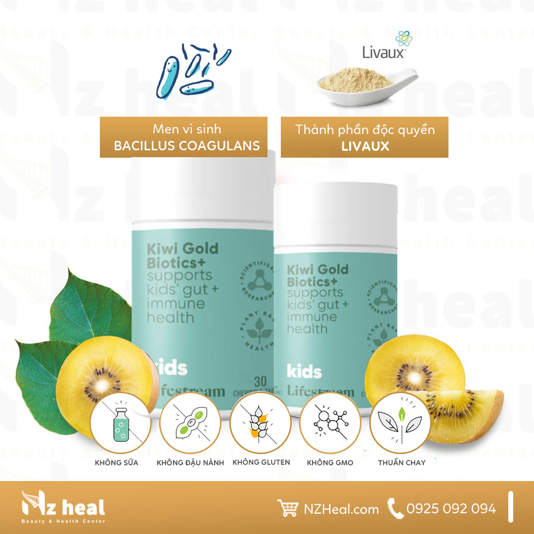 Kẹo Ngậm Kiwi Hỗ Trợ Tiêu Hóa Lifestream Kiwi Bio-Boost Kids 30v 1