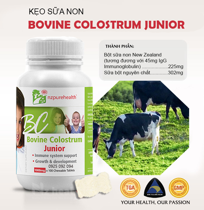 Kẹo Sữa Non Bovine Colostrum Junior - Nzpurehealth