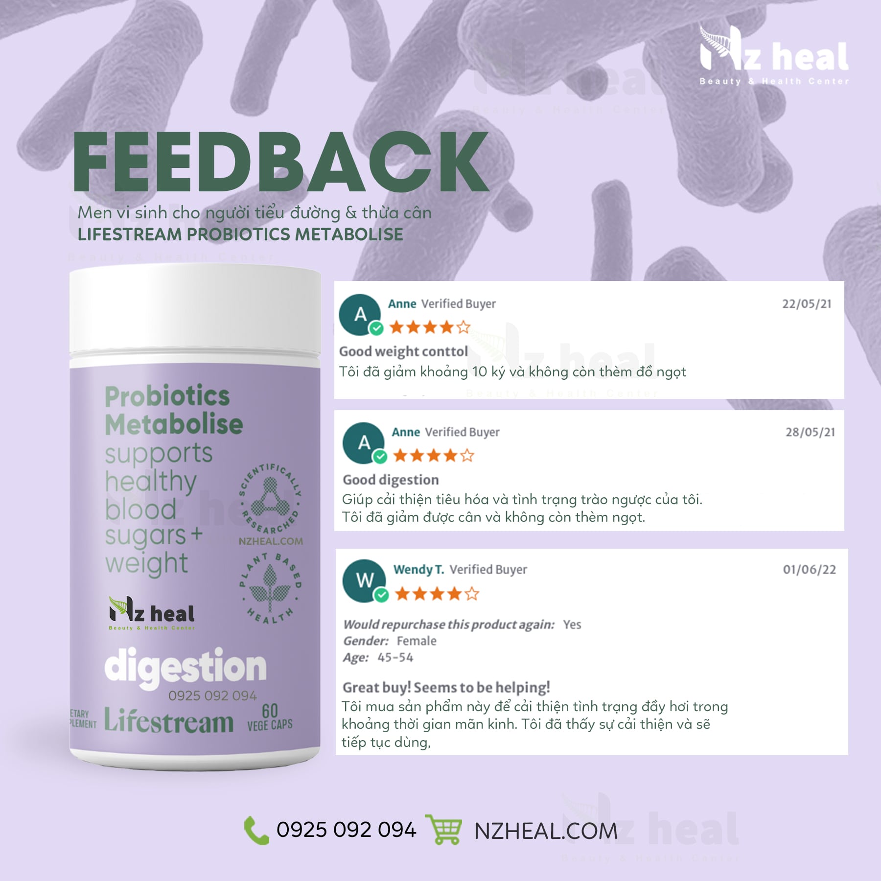 Men Vi Sinh Cho Người Bị Tiểu Đường Và Thừa Cân Lifestream Probiotics Metabolise (60 Viên)