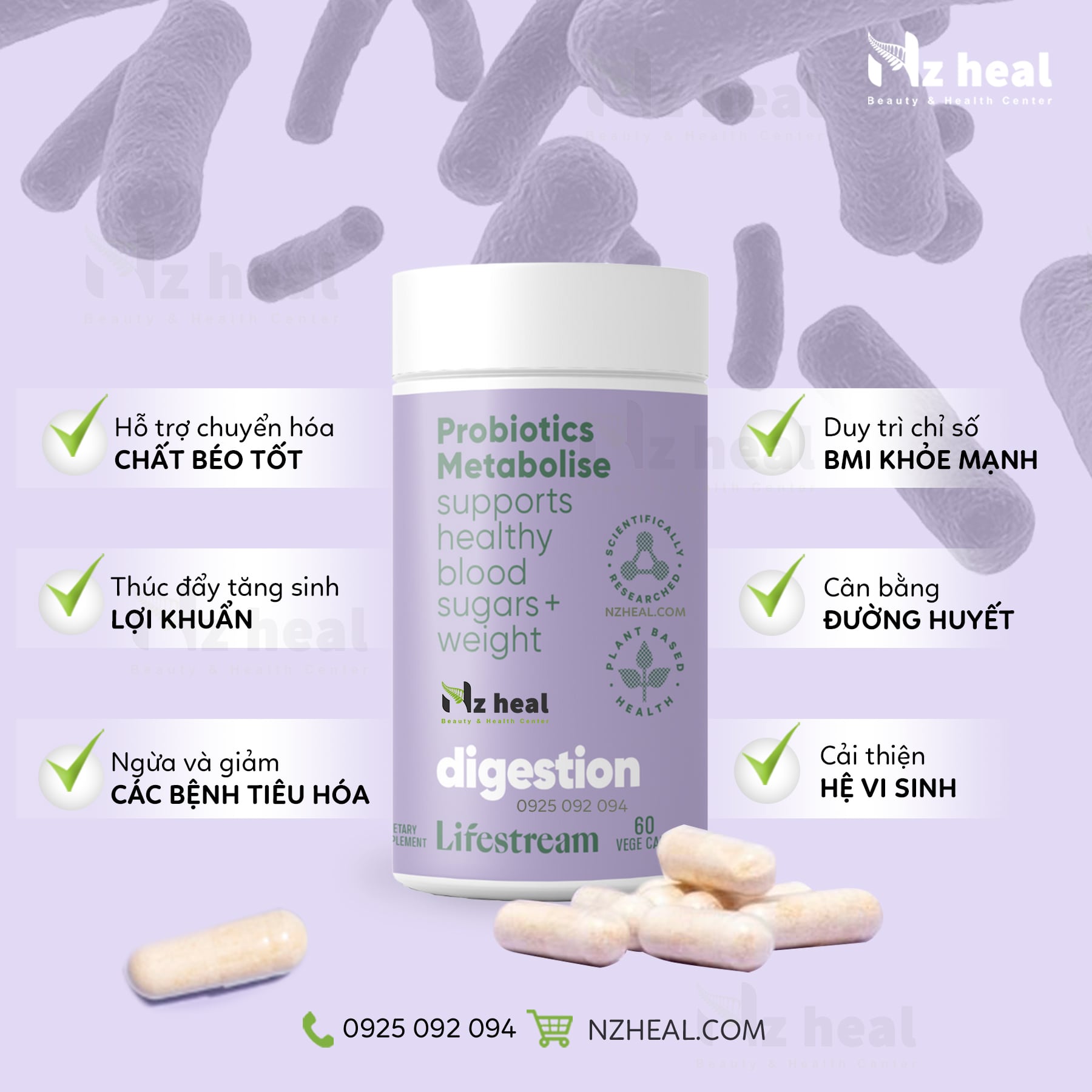 Men Vi Sinh Cho Người Bị Tiểu Đường Và Thừa Cân Lifestream Probiotics Metabolise (60 Viên)