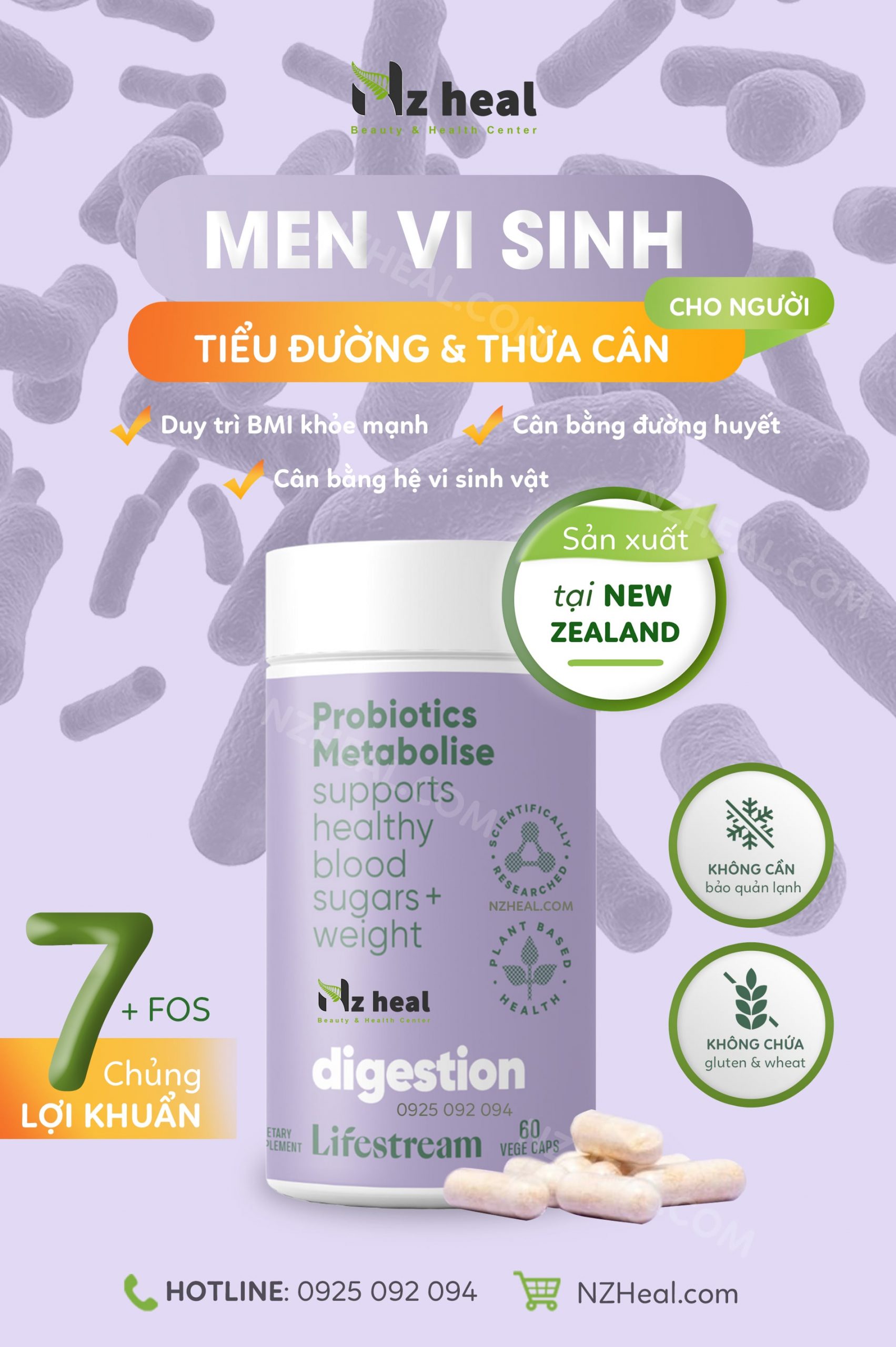 Men Vi Sinh Cho Người Bị Tiểu Đường Và Thừa Cân Lifestream Probiotics Metabolise (60 Viên)