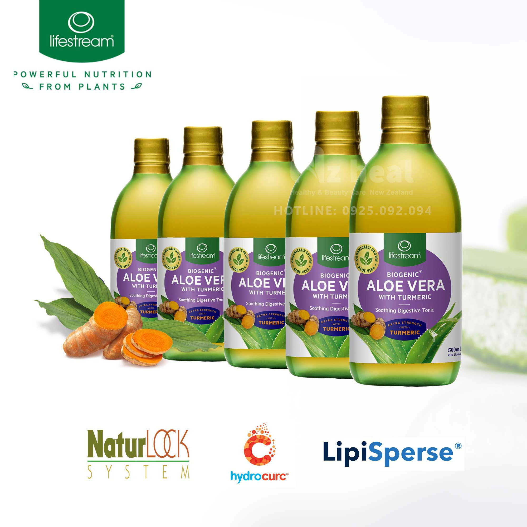 Nước ép hỗ trợ tiêu hóa Lifestream Biogenic Aloe Vera with Turmeric 500ml 16
