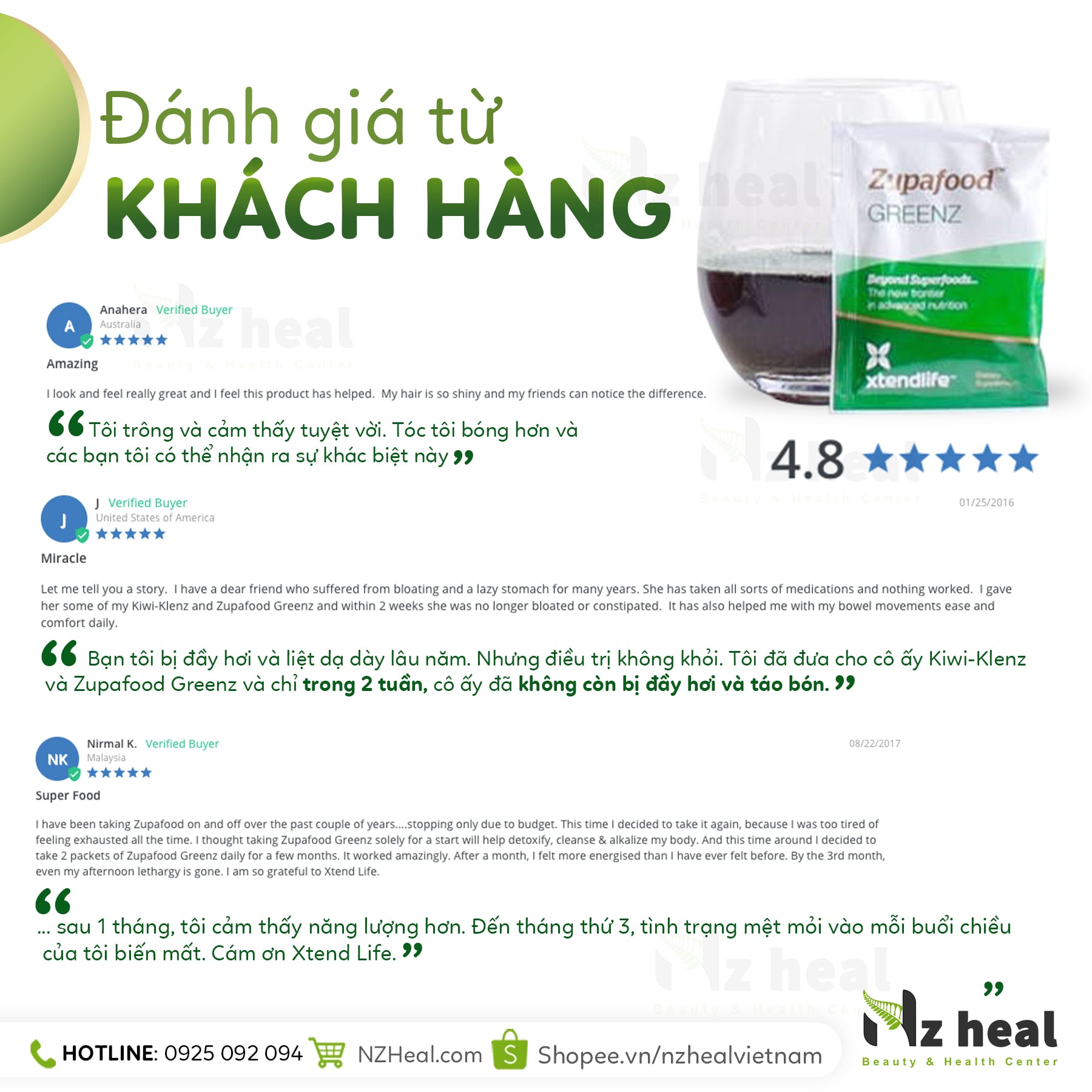 Review Bột kiềm hoá xanh Zupafood GREENZ Xtend-Life