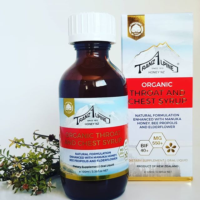 Siro giảm ho, trị đau họng Organic Manuka Throat and Chest Syrup MG550+