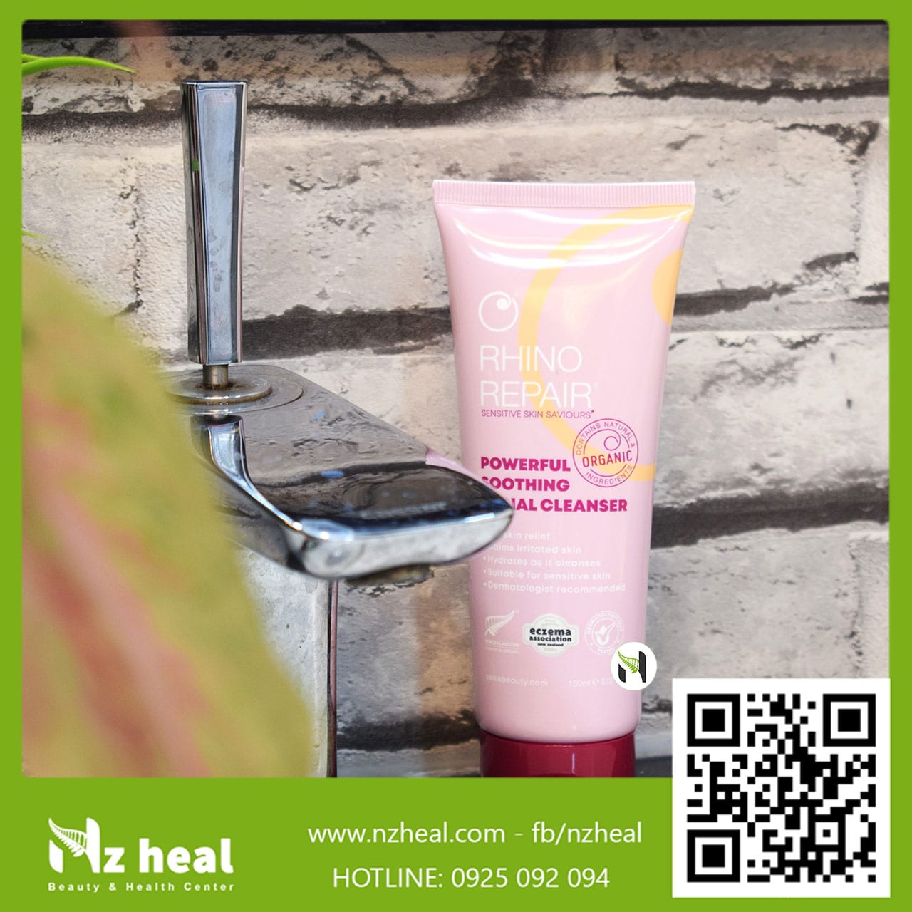 Sữa rửa mặt dưỡng ẩm và phục hồi da Rhino Repair Powerful Soothing Facial Cleanser 150ml