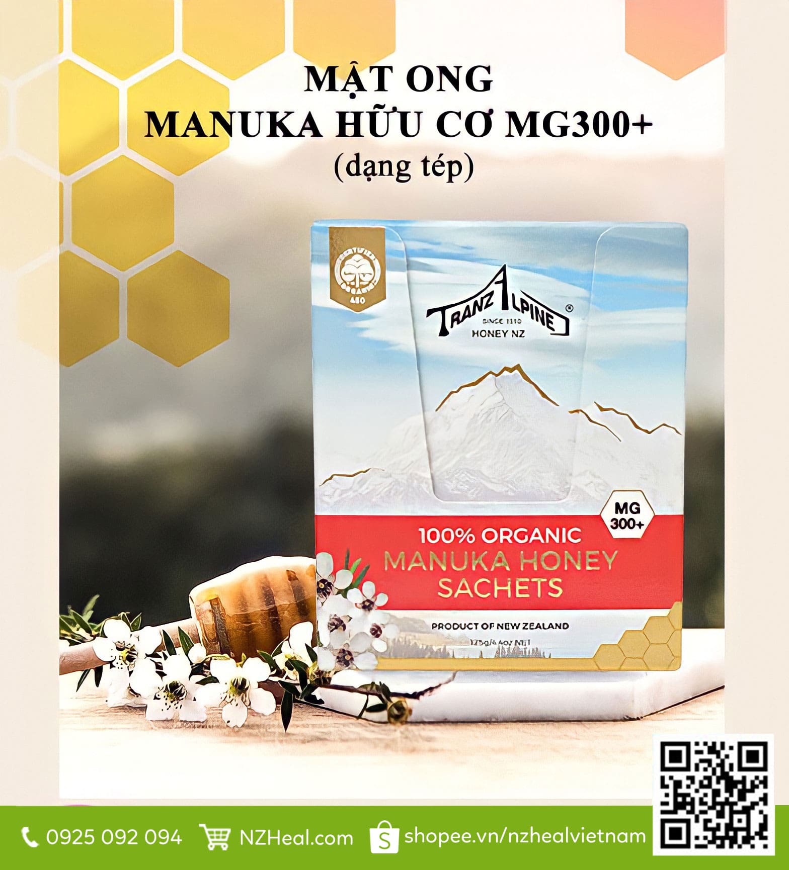 Tép mật ong Manuka hữu cơ MG300+TranzAlpine 1