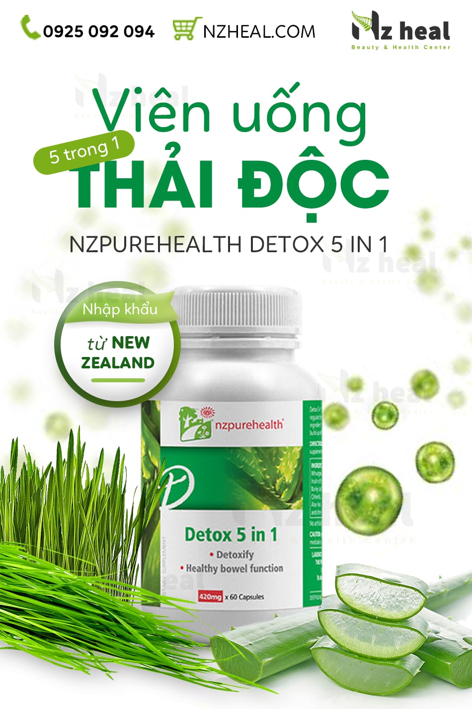 Viên uống giải độc cơ thể Nzpurehealth Detox 5 in 1