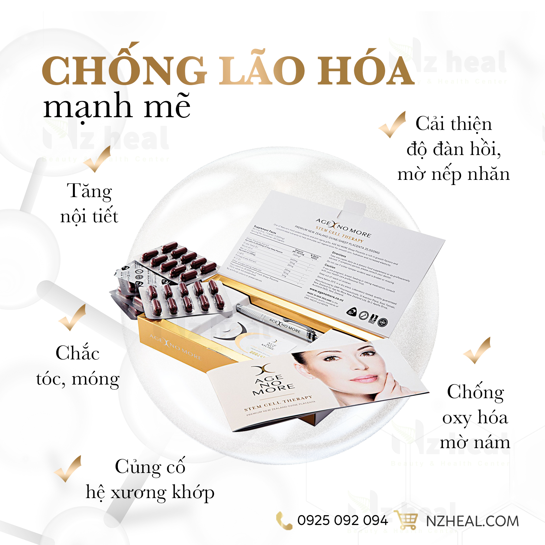 Viên Nhau Thai Cừu Age No More Ovine Placenta 60 viên1
