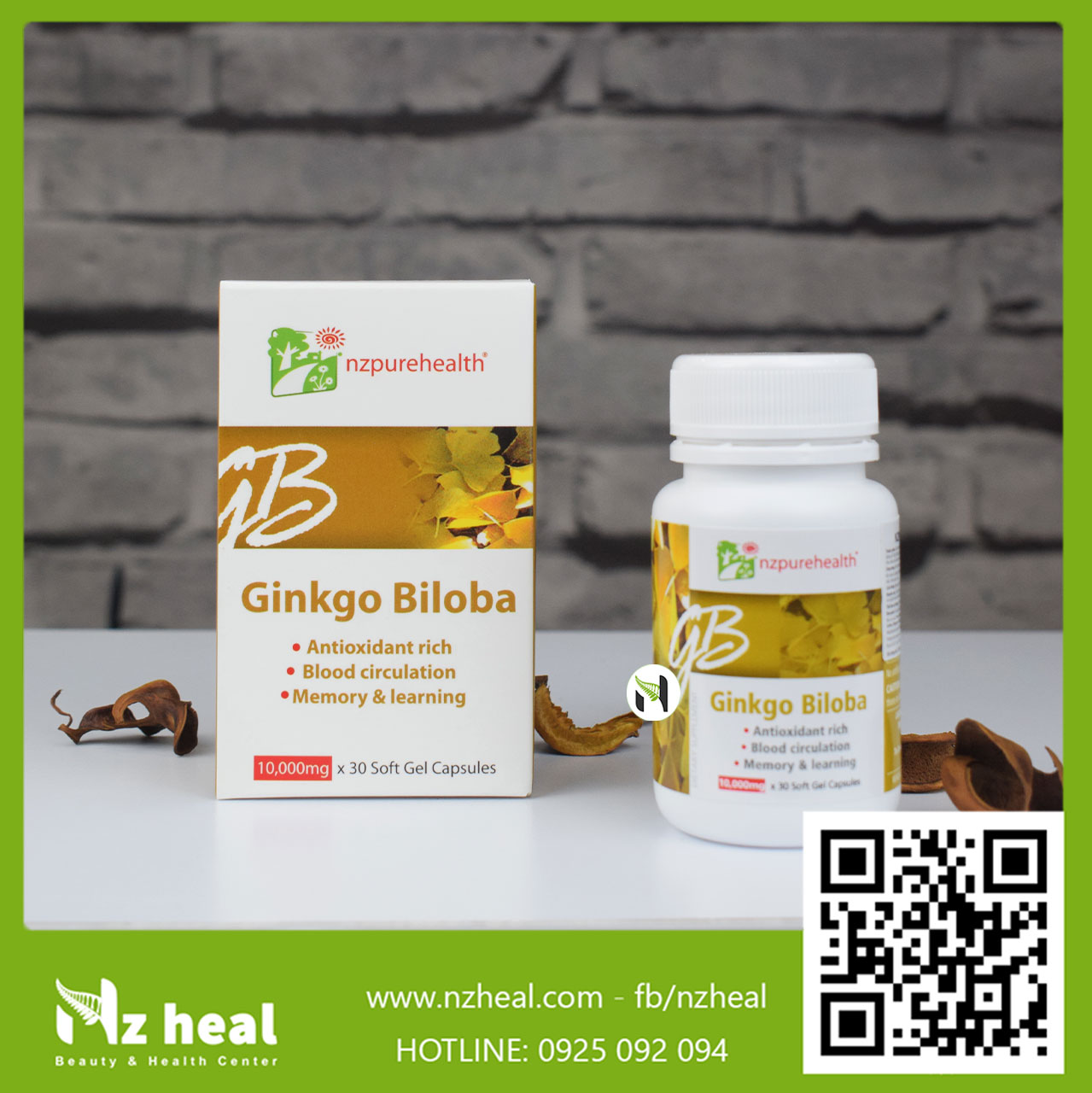 Viên Uống Bổ Não, Tăng Trí Nhớ Ginkgo Biloba NZPureHealth