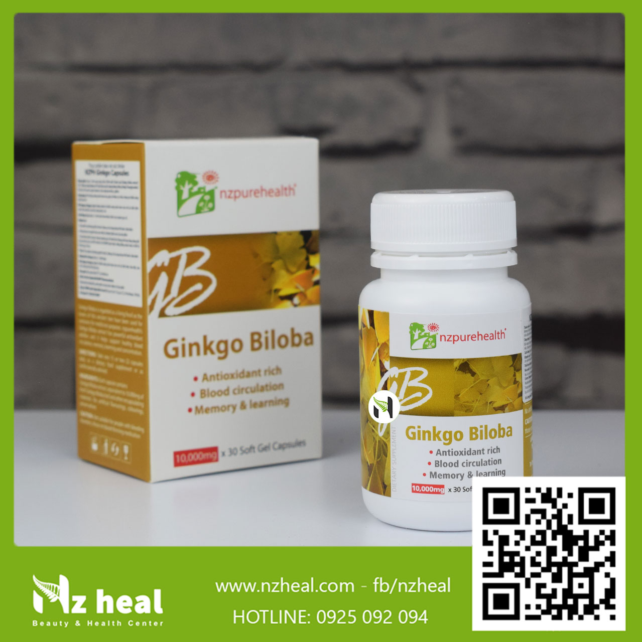 Viên Uống Bổ Não, Tăng Trí Nhớ Ginkgo Biloba NZPureHealth
