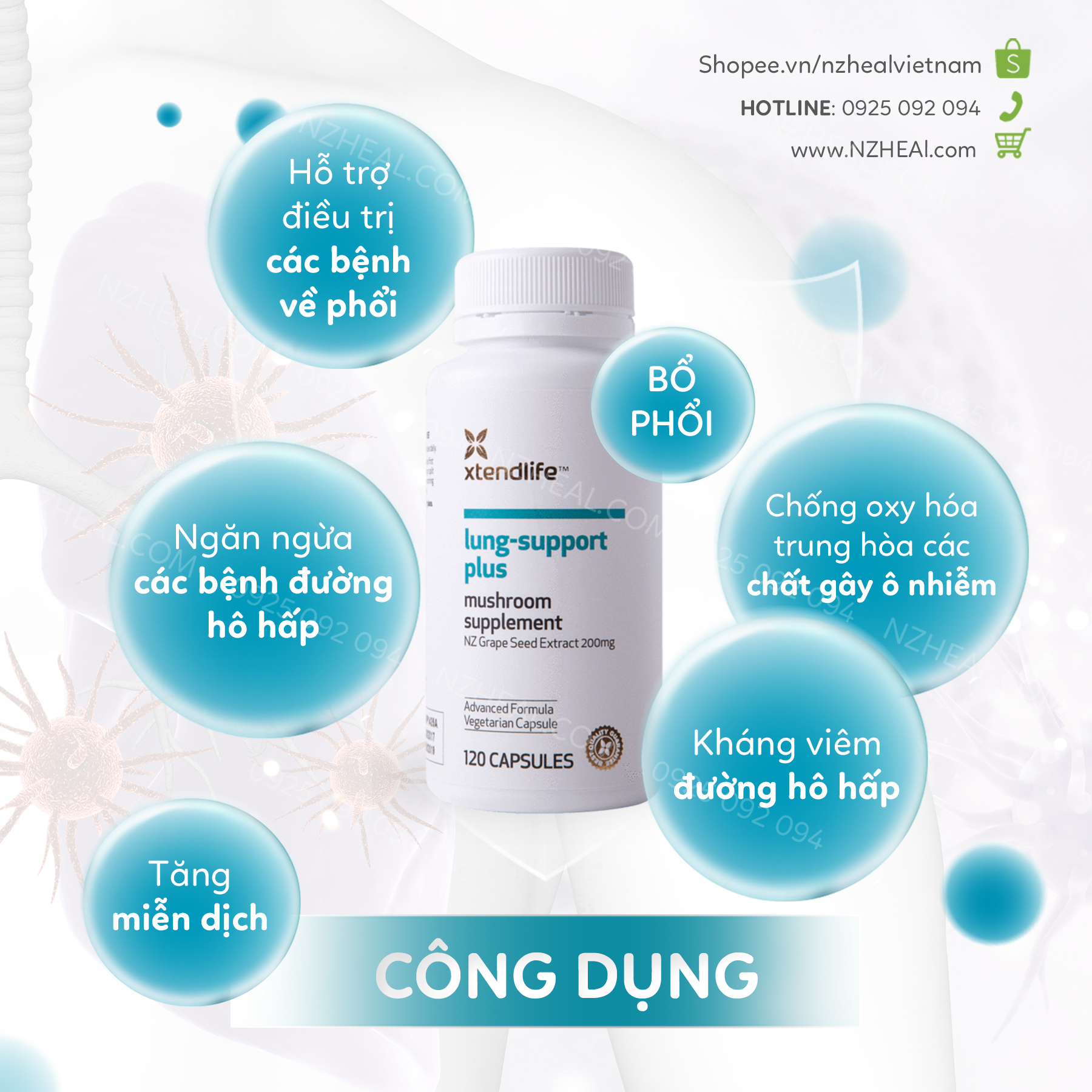 Lợi ích của Viên uống Xtend-Life Lung Support Plus