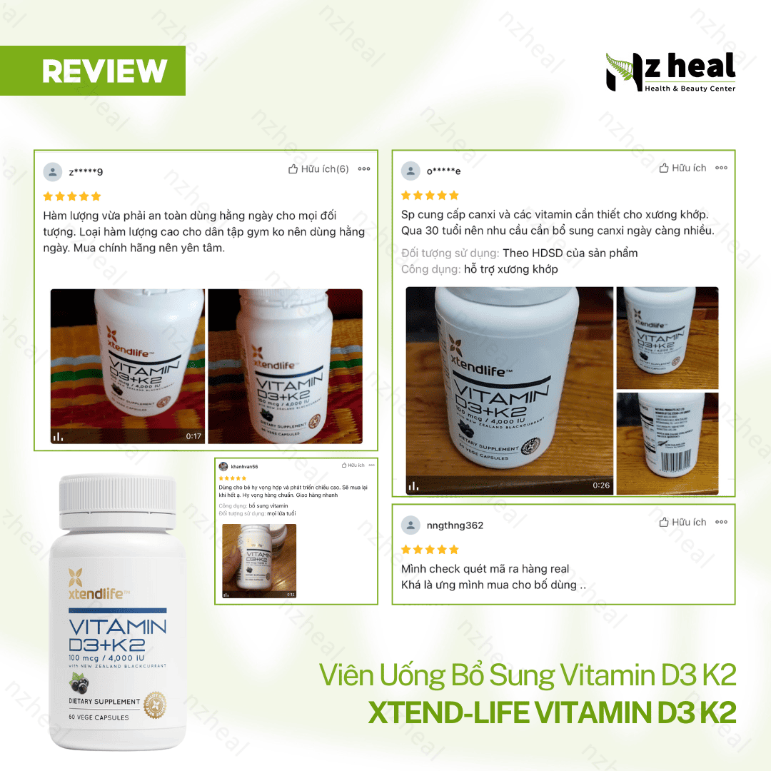 Viên uống bổ sung Vitamin D3 + K2 Xtend-Life 60 viên