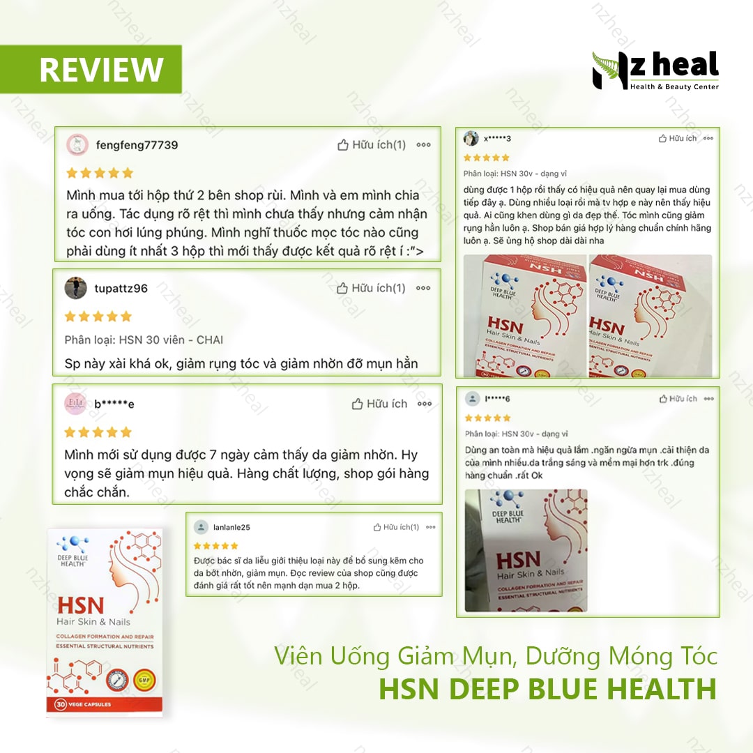 Viên uống giảm mụn, dưỡng móng tóc HSN – Deep Blue Health (30 viên)