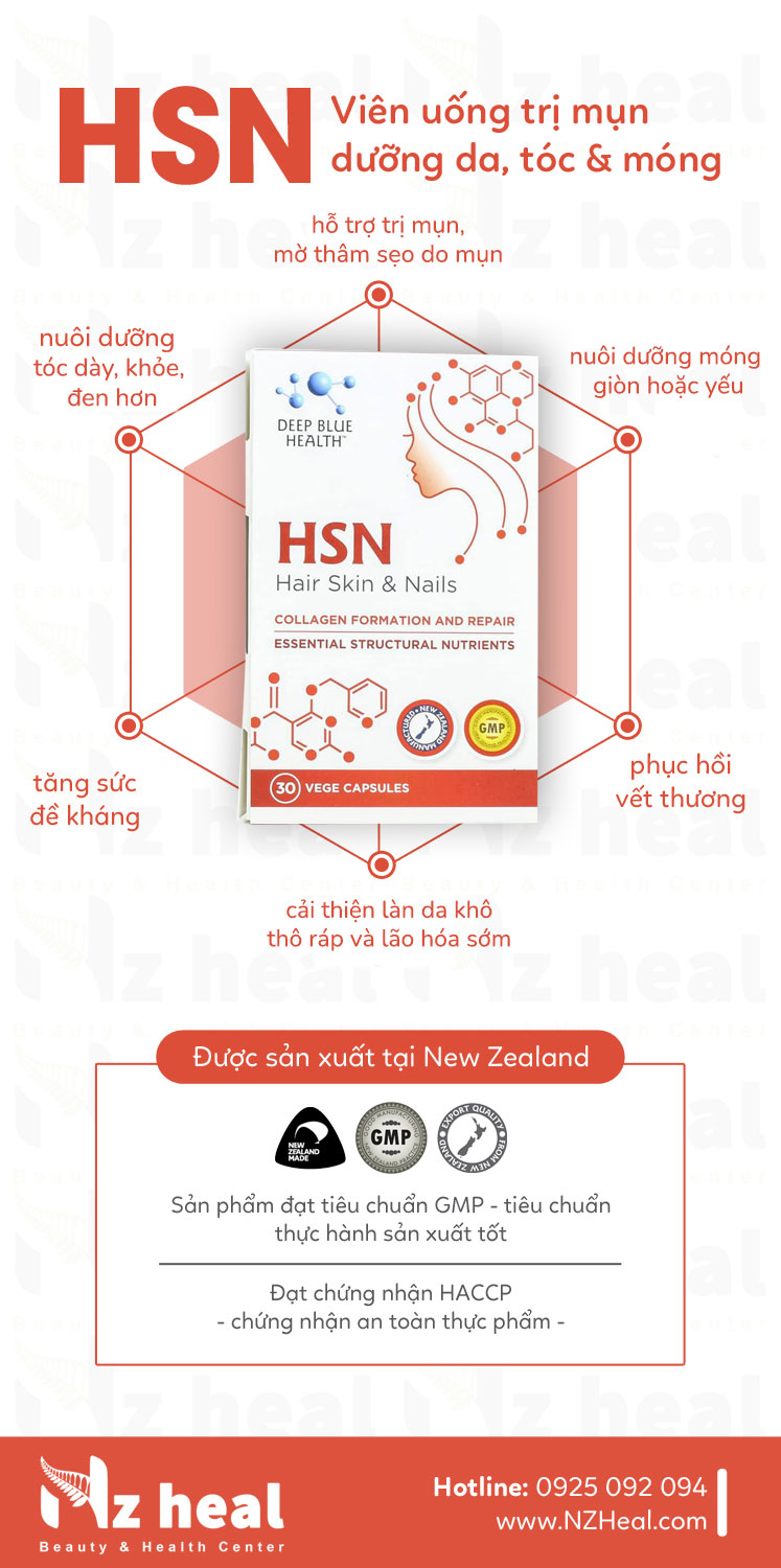 Viên uống giảm mụn, dưỡng móng tóc HSN – Deep Blue Health (30 viên)