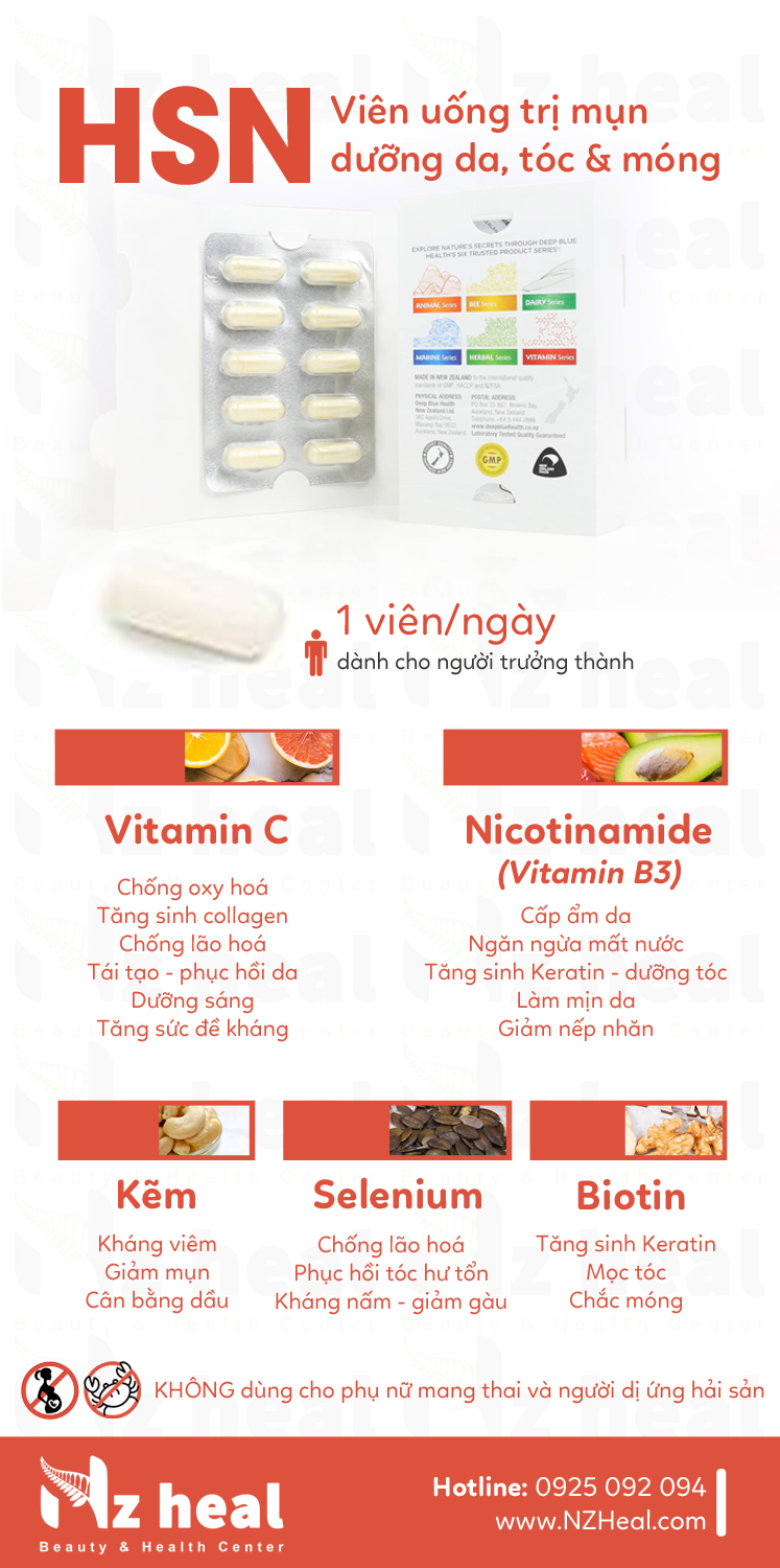 Viên uống hỗ trợ trị mụn, dưỡng móng tóc HSN – Deep Blue Health 5