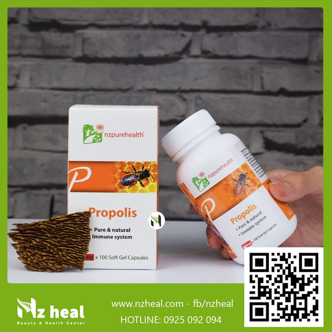 Viên Uống Keo Ong Tăng Đề Kháng Propolis NzPureHealth 100 Viên