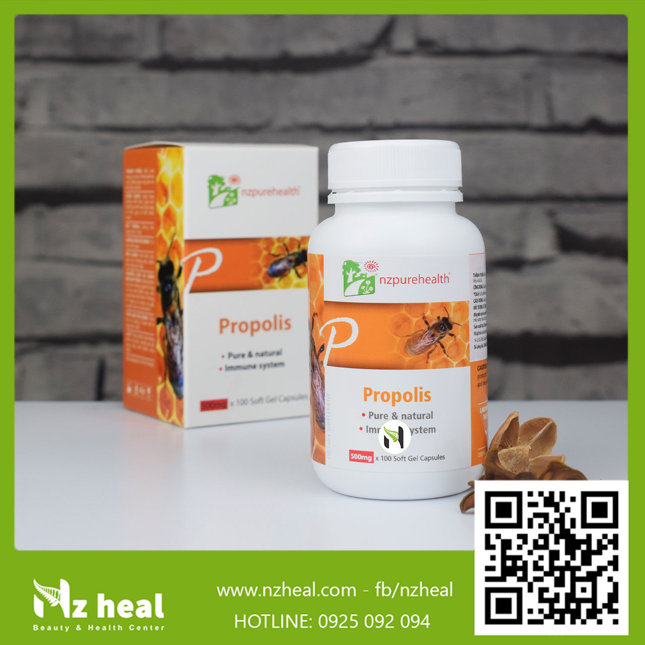 Viên Uống Keo Ong Tăng Đề Kháng Propolis NzPureHealth 100 Viên