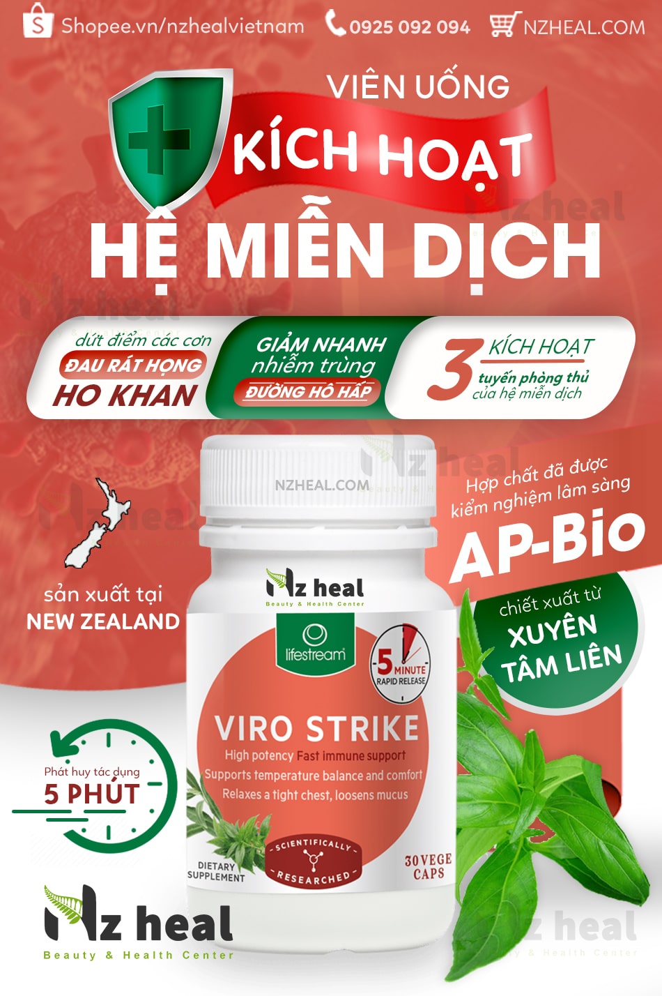 Viên uống kích hoạt hệ miễn dịch Lifestream Viro Strike