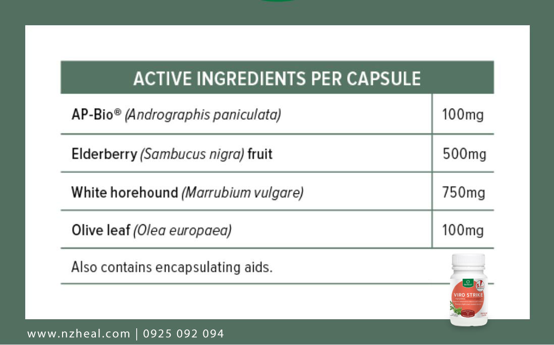 Thành phần Viên uống kích hoạt hệ miễn dịch Lifestream Viro Strike