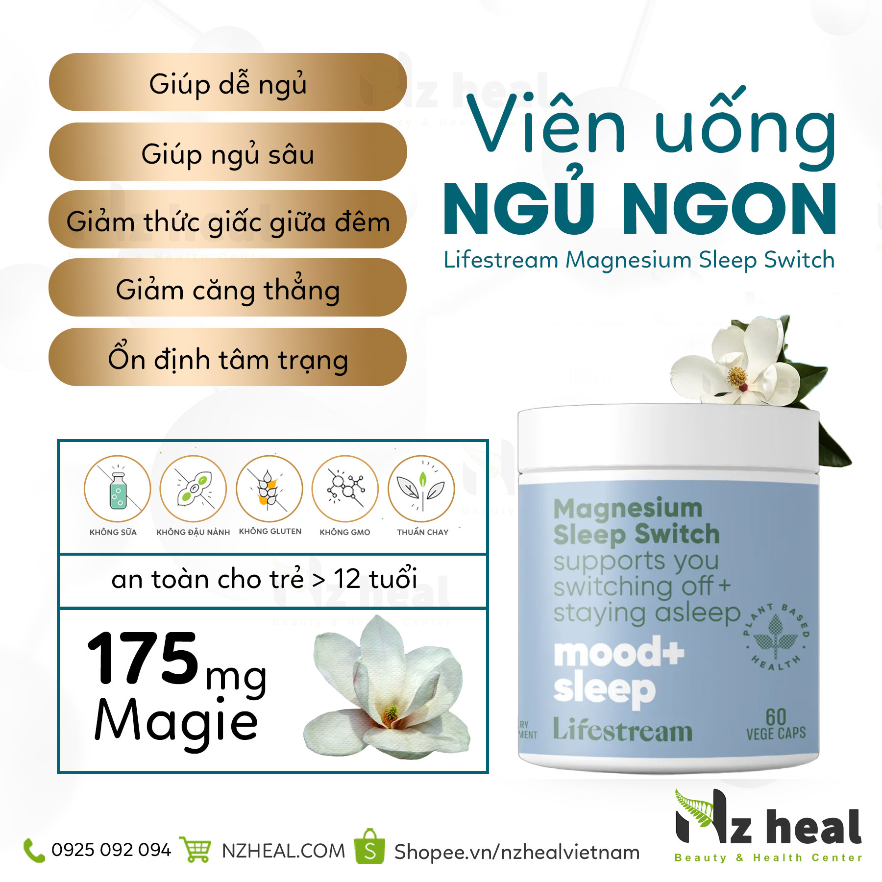 Viên ngủ ngon Lifestream Magnesium Sleep Switch 3