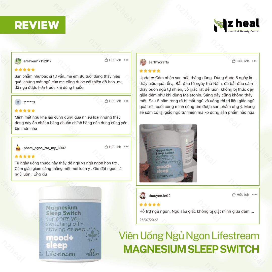 Viên uống ngủ ngon Lifestream Magnesium Sleep Switch (60 viên)