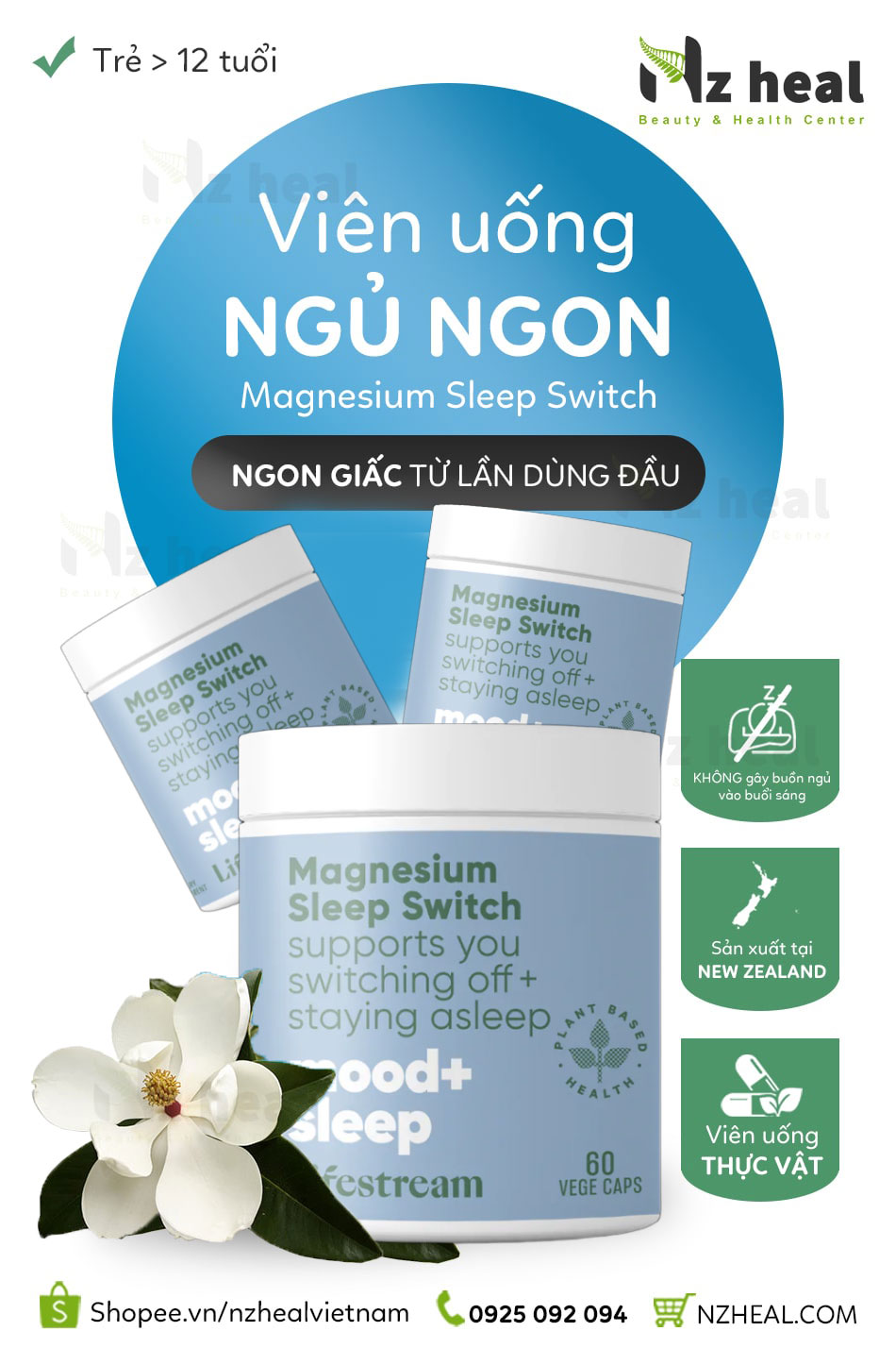 Viên uống ngủ ngon Lifestream Magnesium Sleep Switch